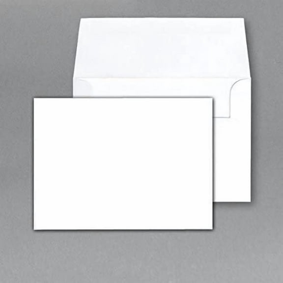 White 100 LB. Blank Note Cards & Envelopes Size: (A2) 4 1/4 X 5 1/2 - 50 Per Pack - This Is Not a Fold Over Card -