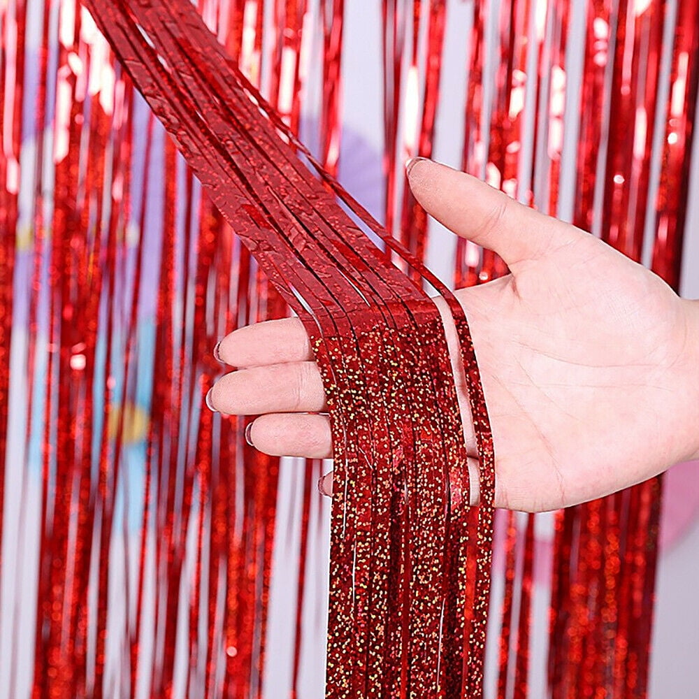 Metallic Foil Fringe Curtains Tinsel Curtain Photo Backdrop Birthday ...
