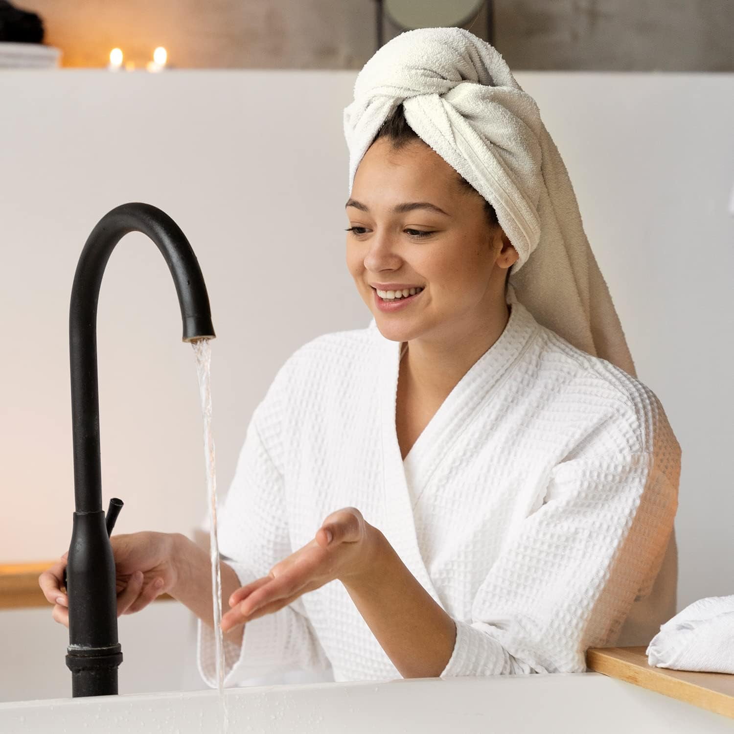 6-pack bath towel set of 2, 100% cotton, larger and lighter, dries faster, super soft and absorbent, perfect for the bathroom (multi-color