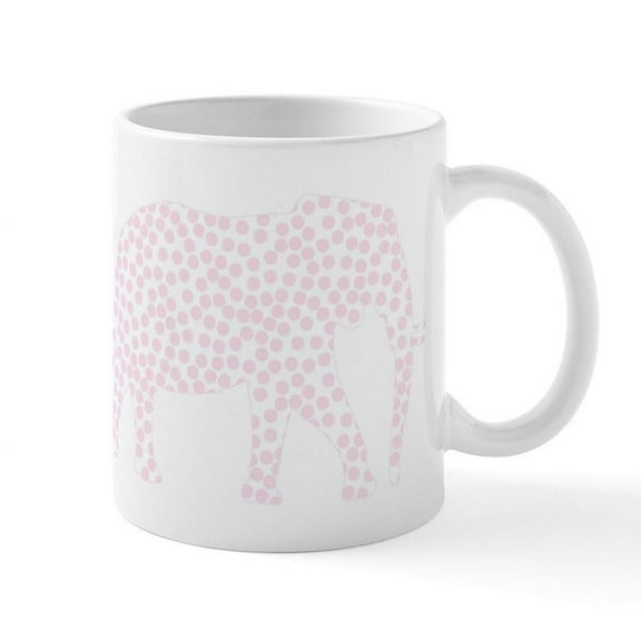 CafePress - Light Pink Polka Dot Elephant Mug - 11 oz Ceramic Mug - Novelty Coffee Tea Cup