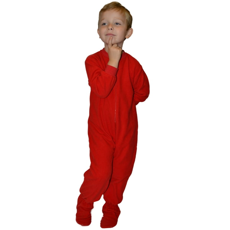 Big Feet PJs Little Boys Infant Toddler Red Fleece Footed Pajamas