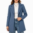 thumbnail image 2 of JOANKDMI Winter Wool Blend Pea Coat for Women Elegant Notched Lapel Single Breasted Mid-Length Trench Coat Casual Fall Office Dressy Outerwear Overcoat with Pockets, 2 of 7