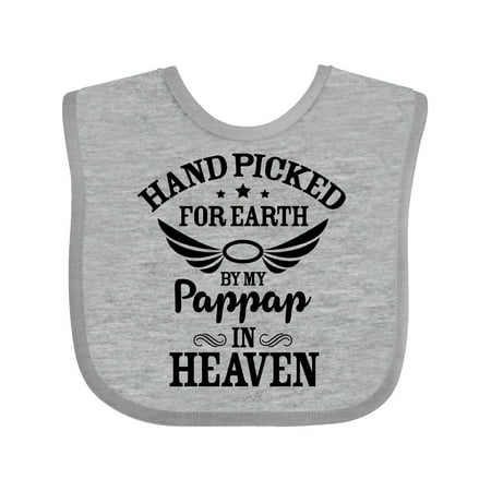 

Inktastic Handpicked for Earth By My Pappap in Heaven with Angel Wings Gift Baby Boy or Baby Girl Bib