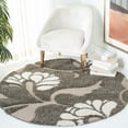 thumbnail image 3 of SAFAVIEH Florida Teodor Geometric Shag Area Rug, Smoke/Beige, 5' x 5' Round, 3 of 11