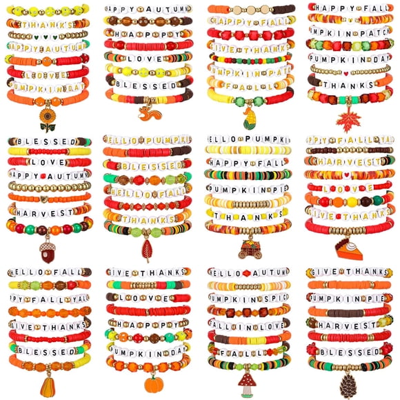 Pulseras Ecation, 96 unidades, con cuentas elásticas para otoño y otoño, 26 cm