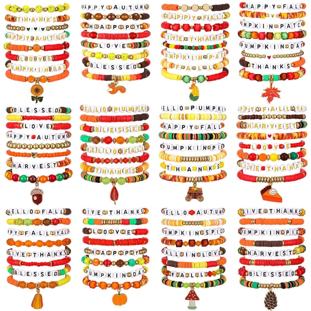 Pulseras Ecation, 96 unidades, con cuentas elásticas para otoño y otoño, 26 cm