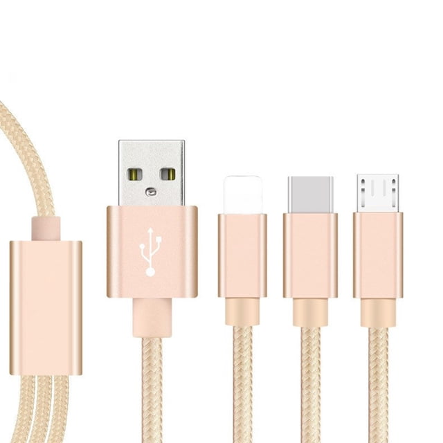 Cable USB 3 en 1 Cable de carga tipo C/Lightning/Micro USB de 3 pies