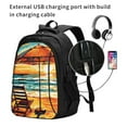 Tebeau Beach Umbrella Sunset Print Travel Laptop Backpack Waterproof