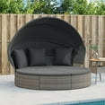 thumbnail image 1 of vidaXL Outdoor Lounge Bed with Canopy and Cushions Grey Poly Rattan, 1 of 5