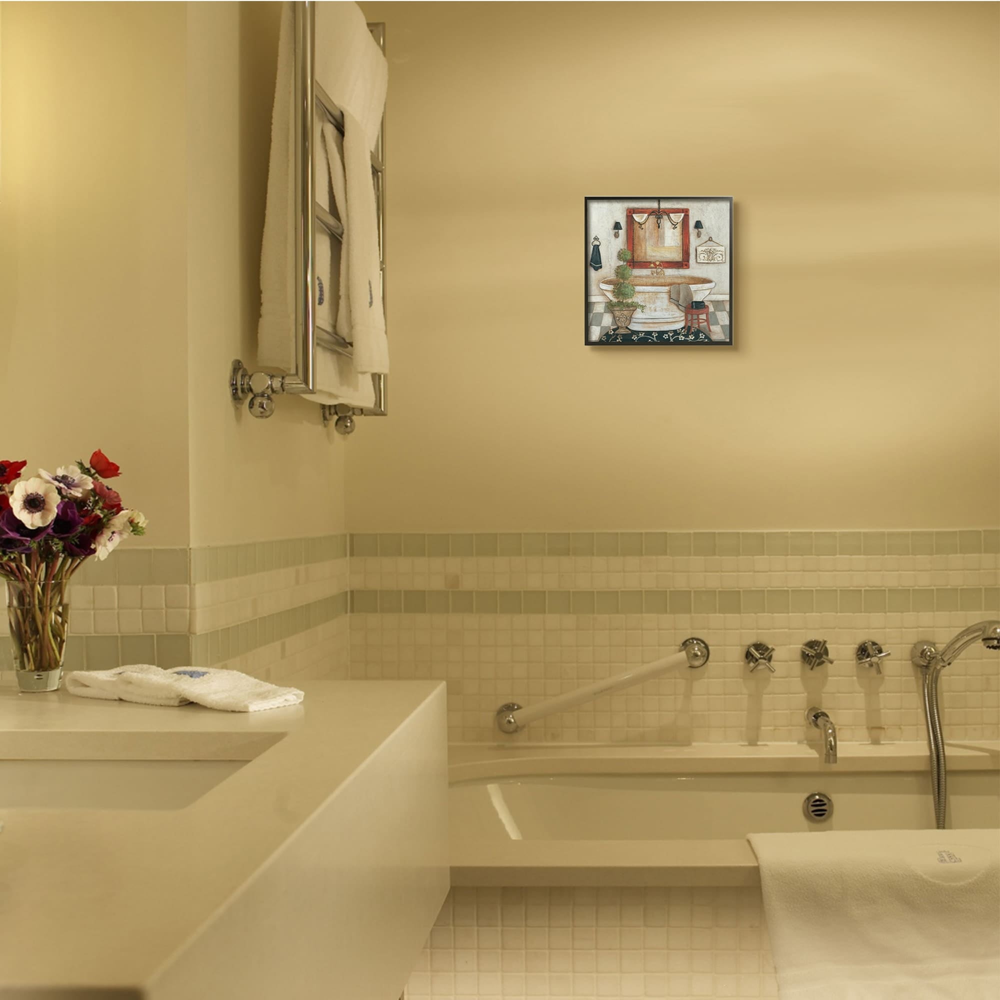 Stupell Industries Chic Bathroom Interior Traditional Home Charm Black Framed, 12 x 12, Design by R. Rig