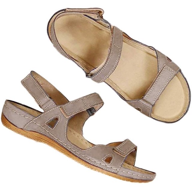 Sandals, Women Fashion Low Wedge Heel Shoes Peep Toe Adjustable Double Strap Sandals
