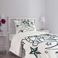 thumbnail image 3 of Ambesonne Anchor Quilted Bedspread Set 2 Pcs, Pin-up Girl Sailor Suit, Twin Size, Teal and White, 3 of 5