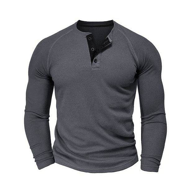pstuiky camisa de manga larga para hombre, Camisa informal holgada de manga larga con botones de color liso para hombre tops de invierno para hombre l