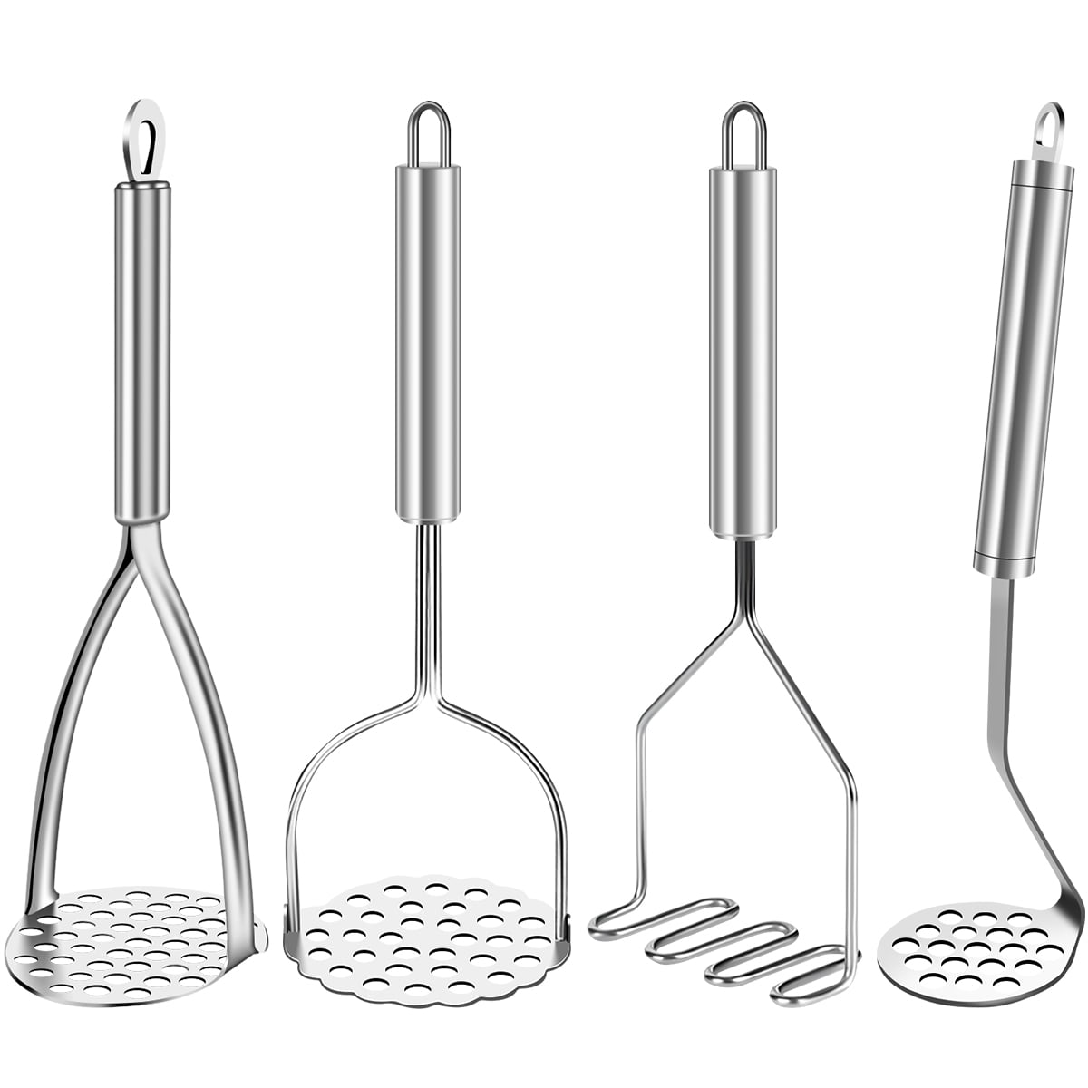 4 Pack Stainless Steel Potato Masher Baby Food Mashers Garlic Press