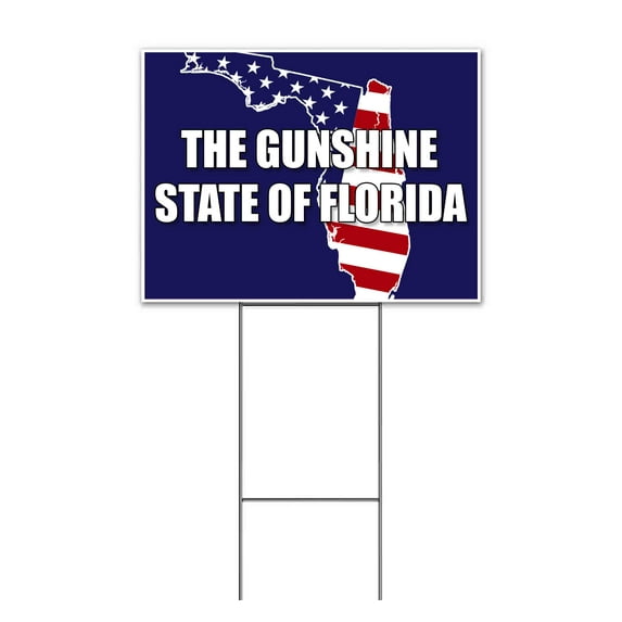 The Gunshine State of Florida (18" x 24") Yard Sign, Includes Metal Step Stake