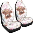thumbnail image 3 of XYZCANDO Car Seat Covers 2 Pack Car Front Seat Covers Vehicle Seat Protector Anti-Scratch Comfort Auto Van, Pink Floral Cow, 3 of 10