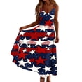 thumbnail image 6 of Uootdi Women Dresses American Flag Print Spaghetti Strap V Neck Maxi Length Loose Fit Lightweight Sundresses Casual Dresses Summer Beach Outfit Gift, 6 of 8