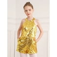 thumbnail image 2 of inlzdz Kids Girls Pageant Wedding Birthday Outfit Sleeveless Halter One-piece Sparkle Sequins Party Jumpsuit Romper Gold 14, 2 of 8