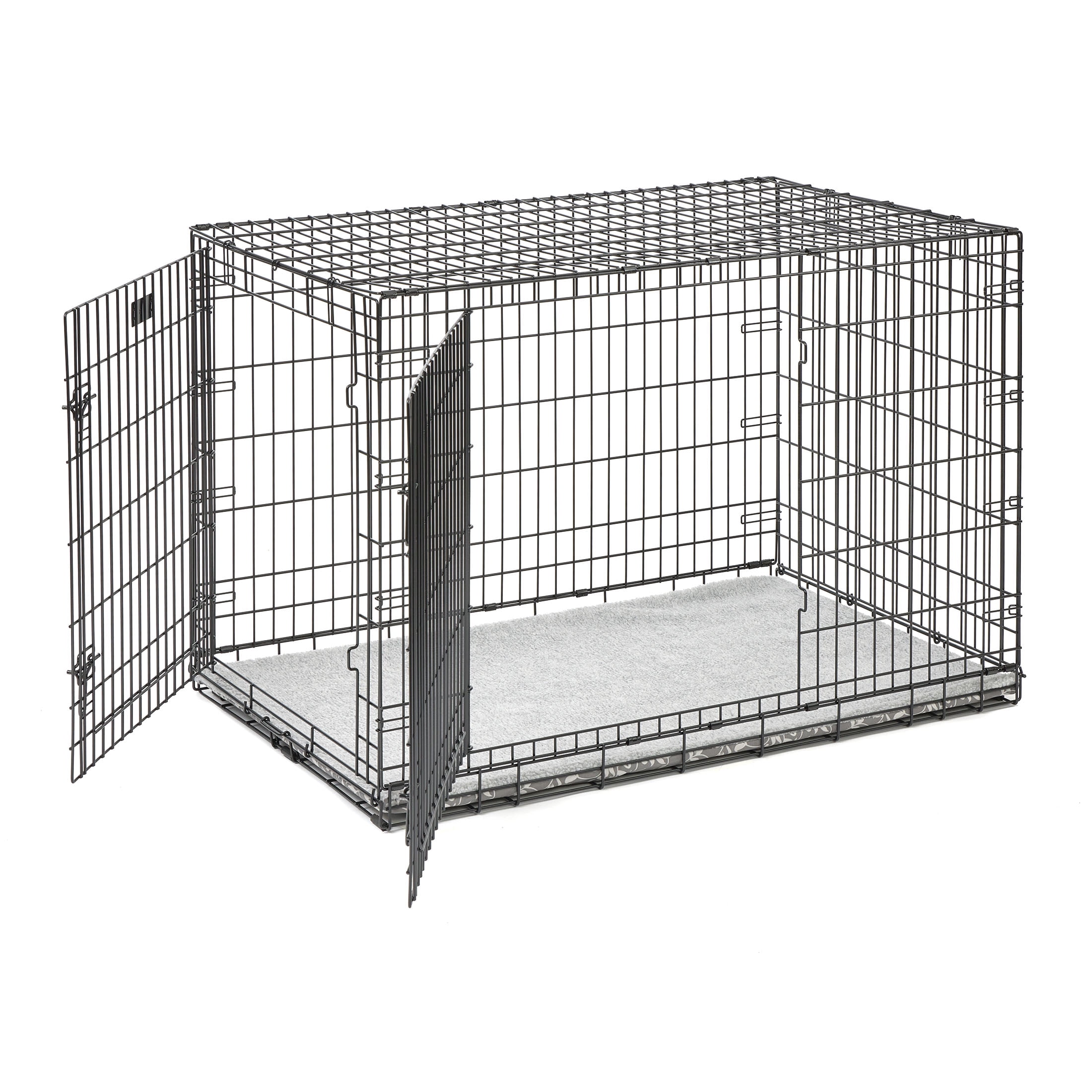MidWest Quiet Time Reversible Crate Pan Cover 48" Gray Floral/Fleece