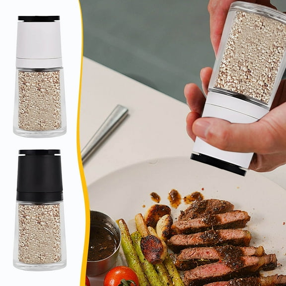 Salt and Pepper Grinder Set, Premium Stainless Steel Sea Salt and Pepper Grinder - Adjustable Ceramic, Tall Glass Salt and Pepper Shakers with Glass Body for Home, Kitche
