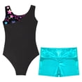 thumbnail image 4 of YONGHS Gymnastics Leotards for Girls Sparkle Two-piece Tumbling Outfits Sports Swimming Tracksuit Star Black 14, 4 of 7