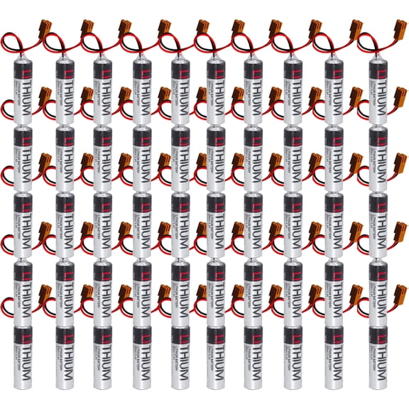 50 Pcs ER6V/3.6V 2400mAh PLC Lithium Battery with Brown Plug for M64 System