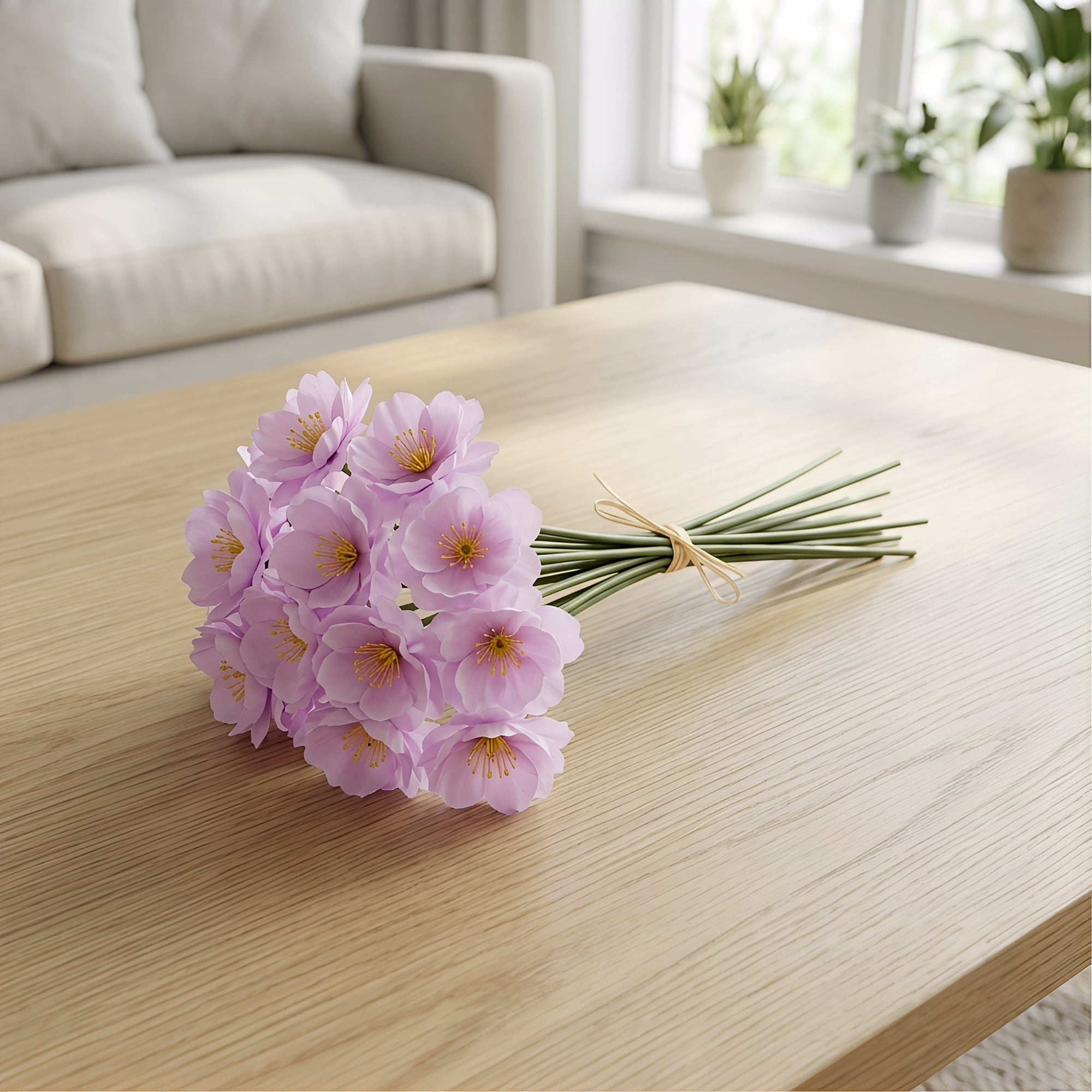 Unique Bargains Artificial Plum Craft Blossom Mini Bouquets Detachable Head Purple 5.9 in
