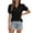 Black, variant on HCYSFG Womens Solid Color Polo Shirts V Neck Short Puff Sleeve Relaxed Fit Casual Golf Shirt Everyday Wear Summer Tops