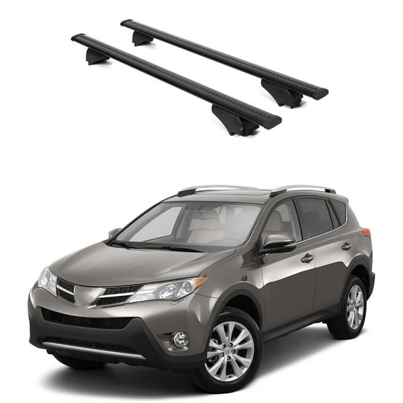ERKUL Roof Rack Cross Bars for Toyota RAV4 2013-2018 | Aluminum Crossbars with Anti Theft Lock for Rooftop | Compatible with Raised Rails - Black