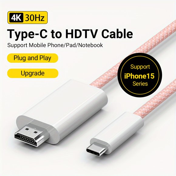 Câble USB-C vers HDTV 4K 60Hz/30Hz Plusieurs Couleurs au Choix