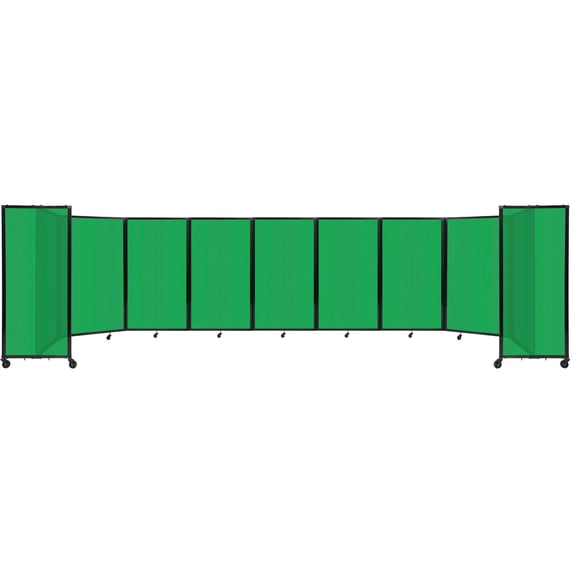 Versare Polycarbonate Room Divider 360 Portable Wall Partition | Freestanding Office Dividers | Locking Wheels | Privacy Screen Panels - 25' x 5' Green Thermoplastic Polymer