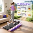 thumbnail image 2 of 5% Foldable Walking Pad,5 in 1 Under Desk Treadmill with Remote Control and LED Display, 330lb Capacity, Compact & Small Treadmill for Home & Office,Pink, 2 of 9