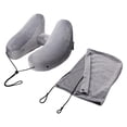 thumbnail image 2 of Almohada inflable de viaje para el cuello, funda desmontable con bolsa de almacenamiento de transporte, ergonómica con capucha, almacenamiento Gris, 2 of 9