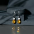 thumbnail image 4 of Yellow Sapphire Drop Earrings with Moissanite - 8X10 mm Oval Shaped Lab Grown Sapphire - AAAA Grade, 10K White Gold, 4 of 8