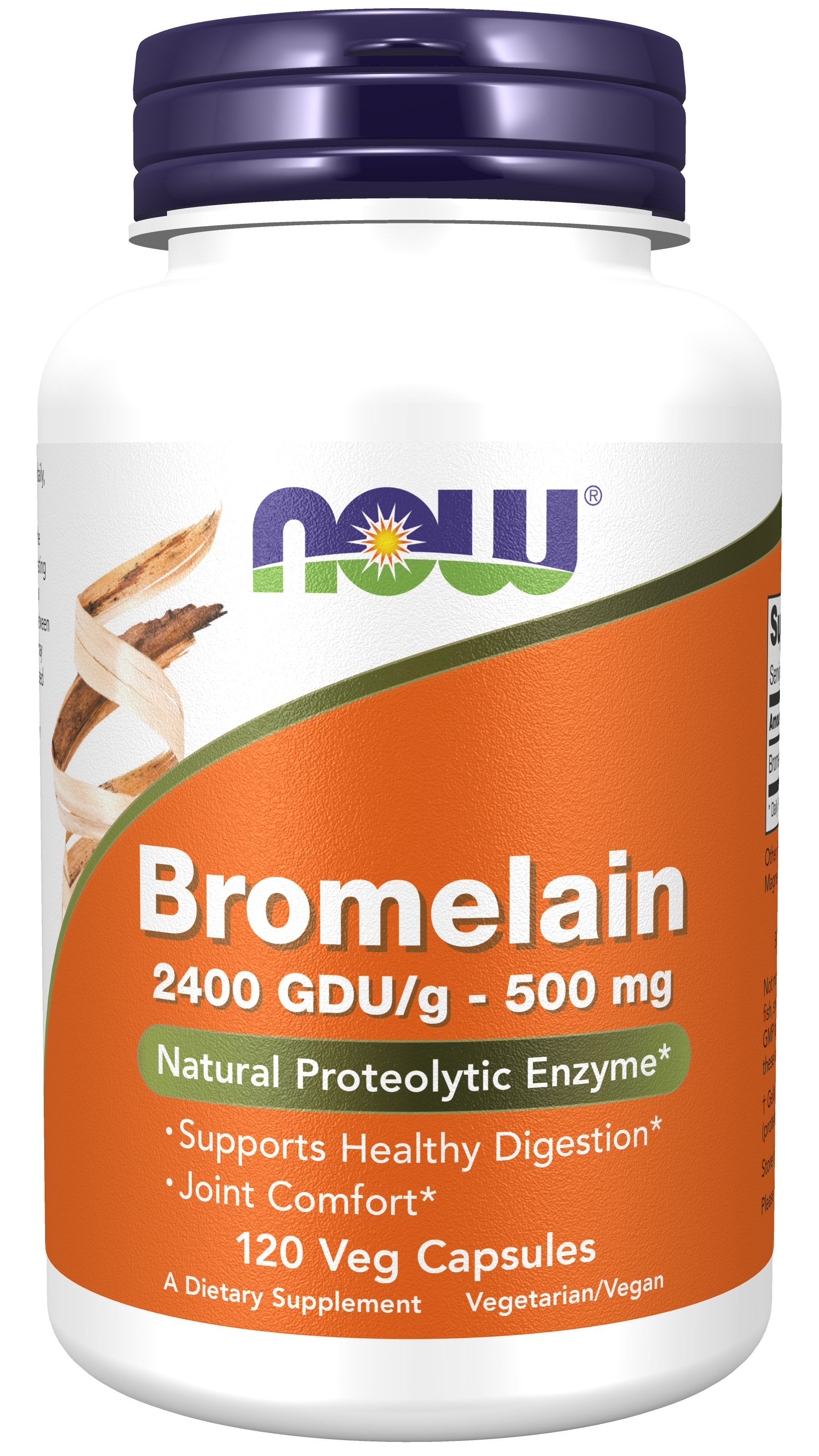 NOW Supplements, Bromelain (Natural Proteolytic Enzyme) 2,400 GDU/g 500 mg, Natural