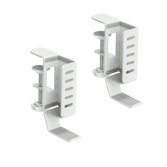 Desk Side Vertical Laptop Stand,No Drill Desktop Mount,Hanging Holder for Side,Clamp on White