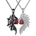 thumbnail image 1 of Colgante de pareja con alas de ángel del diablo, circonitas de amor con diamantes, collar sencillo de regalo para el día de San Valentín en blanco y negro europeo y americano, 1 of 5