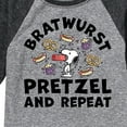thumbnail image 3 of Peanuts - Bratwurst Pretzel And Repeat Snoopy - Toddler & Youth Raglan Graphic T-Shirt, 3 of 5
