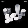 thumbnail image 1 of MYG 10pcs 50ml Transparent Medicine Measuring Cup With White Lids Cap Container, 1 of 9