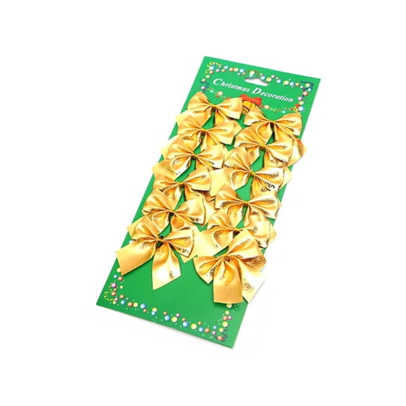 Happon 12 Pieces Festival Bow Decorations Christmas Ribbon Bows Ornaments for Christmas Wreaths Tree New Year Decoration, Gold (50 mm)