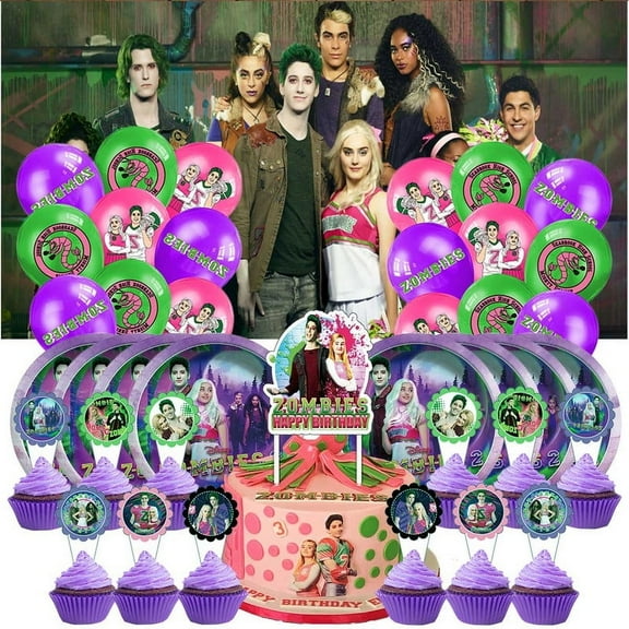Zombie Birthday Party Supplies Balloons Paper Plates Decoration Cake Topper Decor Tableware Banner Backdrop