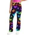 thumbnail image 5 of Odeerbi 2-13 Years Kids Girls Wide Leg Yoga Pants Butterfly Print Workout Dance Athletic Sports Pants Cute Elasticity High Waist Straight Leg Pants, 5 of 9