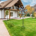 thumbnail image 3 of WONDER garden 61 inch Assembled Height Outdoor Wind Spinner Blue Flower with Metal Stake Wind Sculpture Decor Patio,Lawn,Garden, 3 of 10