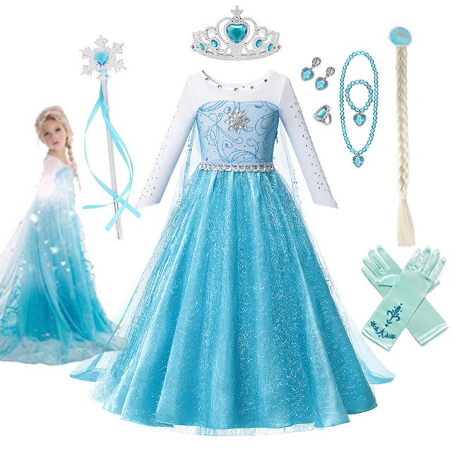 Vestido de princesa Elsa de Disney para niñas, traje de baile de malla con lentejuelas blancas, ropa de carnaval, disfraz de reina de la nieve, Frozen 2 Fivean unisex