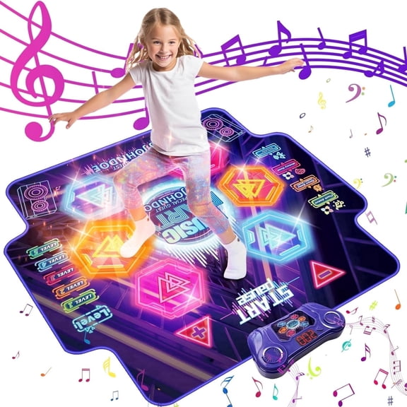 JBeeCtrl Dance Mat Toys for Girls 3-6 Years Dance Pad with 6-Button Wireless Bluetooth Music with 4 Game Modes Christmas Birthday Gifts for Girls Boys