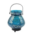thumbnail image 2 of 6.5" Decorative Amber Mosaic Lota Glass Summer Tea Light Candle Holder Lantern, 2 of 4