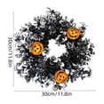thumbnail image 3 of 12 Inch Black Eucalyptus Halloween Wreath, Artificial Floral Door Wreath with Pumpkin Cutouts for Front Porch Indoor Door Halloween Party Gothic Home Decor, 3 of 7