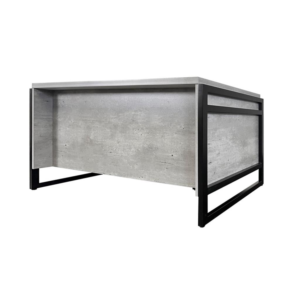Modern Wood Laminate Double Pedestal Executive Desk Concrete Gray