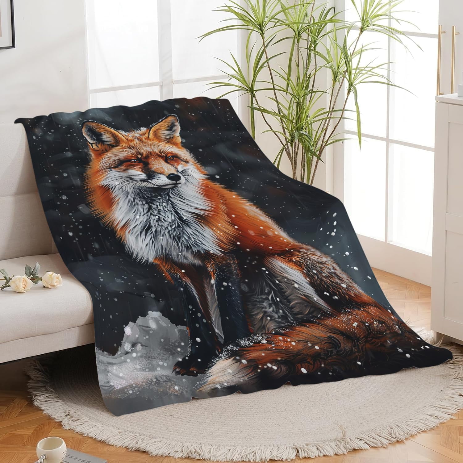 Red Fox Blanket Cute Orange Fox Throw Blanket Gifts for Girls Boys  Women Men Adults Super Soft Cozy Plush Fluffy Fuzzy Fleece Blanket Home Decor 40''X50''