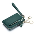 thumbnail image 1 of Cartera corta Qarigey de piel sintética INS con cierre de cremallera verde negro, 1 of 6